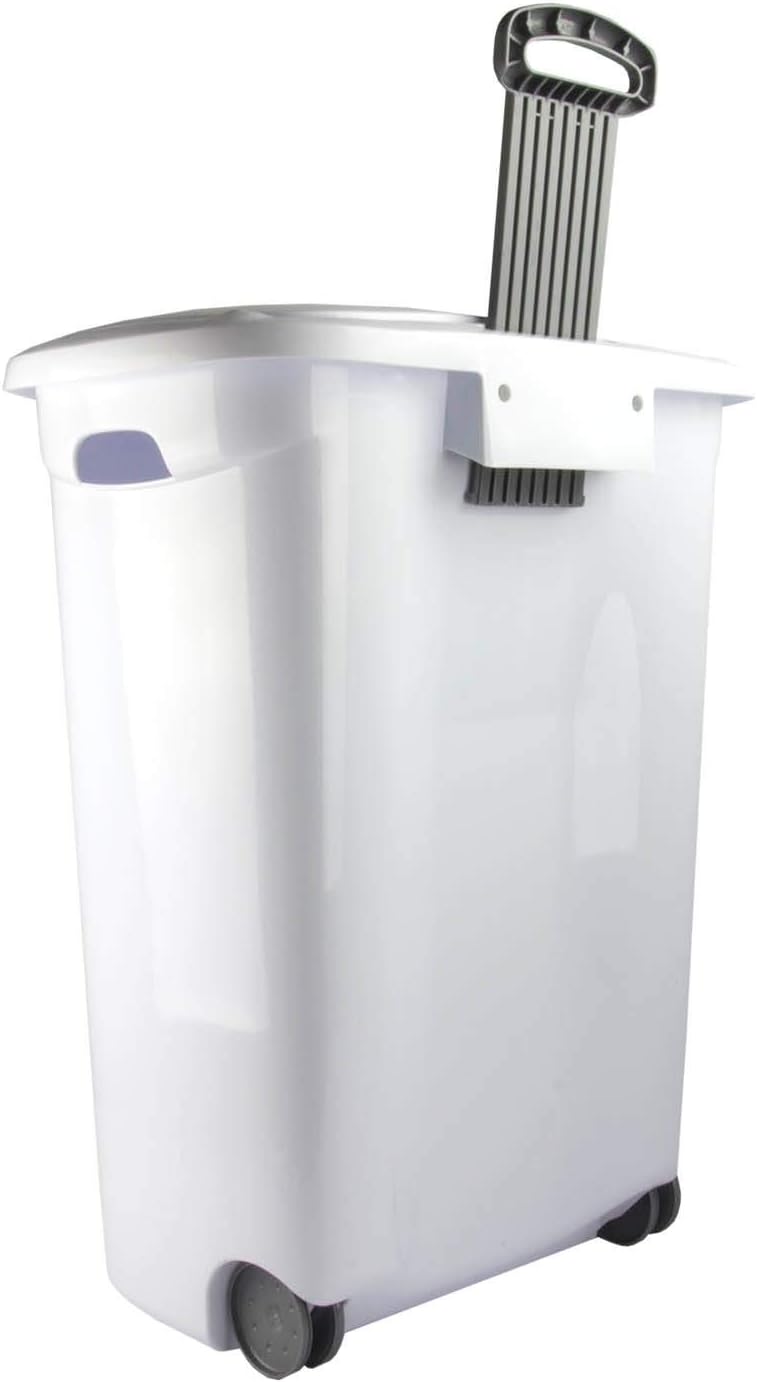 Sterilite Ultra Wheeled Laundry Hamper with Lid, Handle and Wheels for Easy Rolling of Clothes to and from The Laundry Room, Plastic, White, 1-Pack