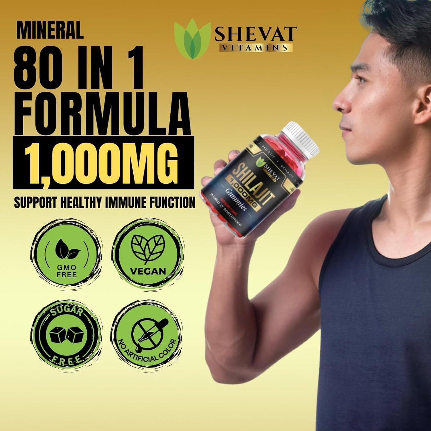 Pack of 2 Authentic Shilajit Gummies 1000mg-Non GMO Raspberry Cured shilajit Gummies for Men&Women Gummies with Trace Minerals & Fulvic Acid Organic