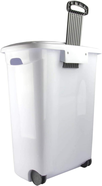 Sterilite Ultra Wheeled Laundry Hamper with Lid, Handle and Wheels for Easy Rolling of Clothes to and from The Laundry Room, Plastic, White, 1-Pack
