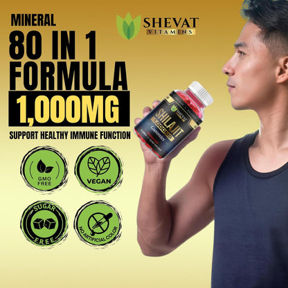 Shilajit Gummies 1000mg,Family Iron Gummies for Women, Men & Kids, and Electrolyte Gummies for Hydration –Non-GMO, Vegan, Gluten-Free, Immune & Energy Support-USA Made-3 Pack Essential